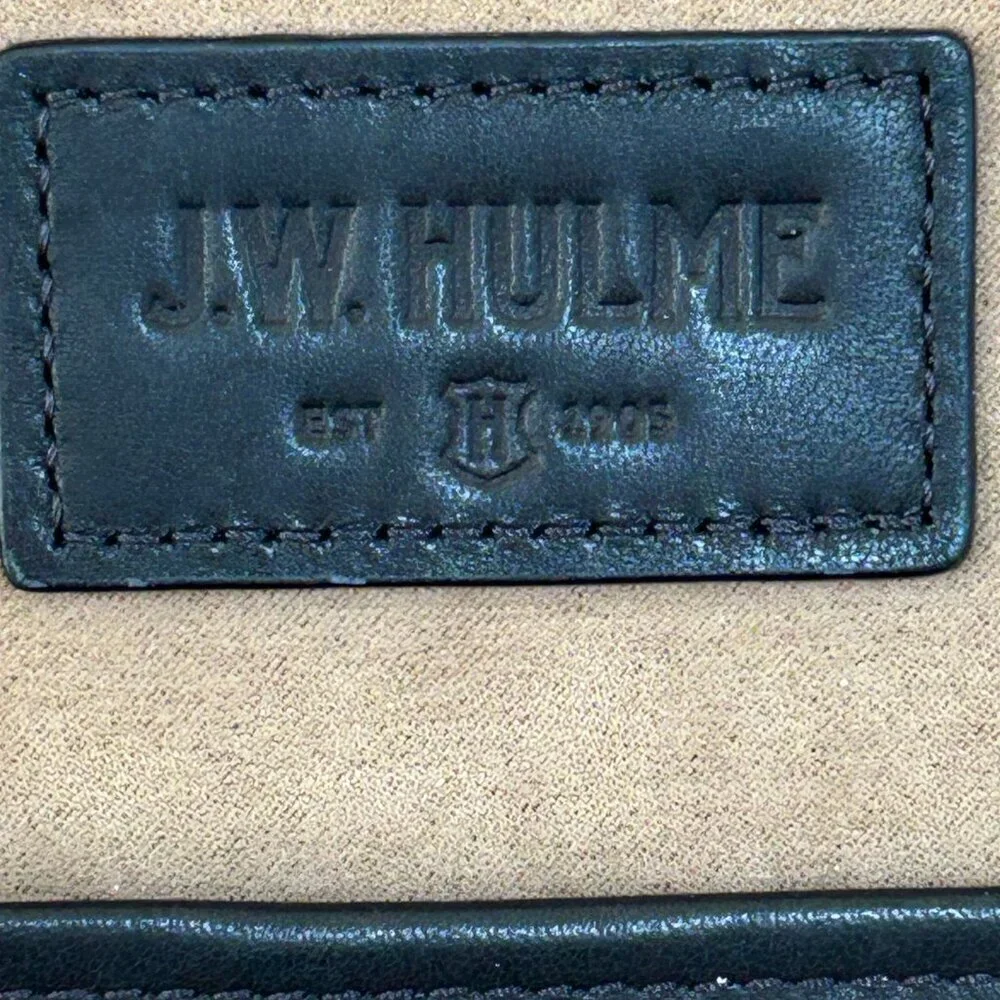 Vintage J.W. Hulme Leather Briefcase Organizer Bag Black Leather Bag Dual Handle